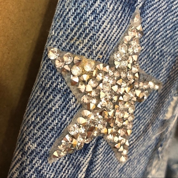 LF | CARMAR Alexander Ezra Rhinestone Star Side Stripe Distressed Jeans Size 24 - Picture 11 of 16
